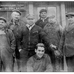 The Commonwealth Quarry Company - circa 1920s - Workers stand outside the Wash and Change Building. Samuel Ruggerion of Lyons is at the rear center with the dark hat.