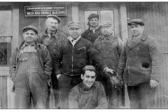 The Commonwealth Quarry Company - circa 1920s - Workers stand outside the Wash and Change Building. Samuel Ruggerion of Lyons is at the rear center with the dark hat.