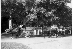 Members of the Basking Ridge Fire Company No. 1 - 1910 - Take a look how young the Old Oak Tree looked back then! Photo courtesy of The Historical Society of the Somerset Hills.