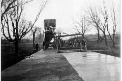 Laying concrete in Basking Ridge, - 1928 - The South Maple Avenue project right near the Lord Stirling Park and Lord Stirling Road, was one of the first concrete paved roads in New Jersey. However, today it's blacktop. Photo courtesy of J. Donald McArthur.