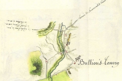 Bullions Tavern Map - Drawn during Revolutionary times in preparation of the French encampment at Liberty Corner in Bernards Township. Image courtesy of W3R.